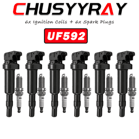6 Pack Ignition Coils UF592 + Spark Plugs Kit for BMW 3 Series 5 Series X3 X5 Z4