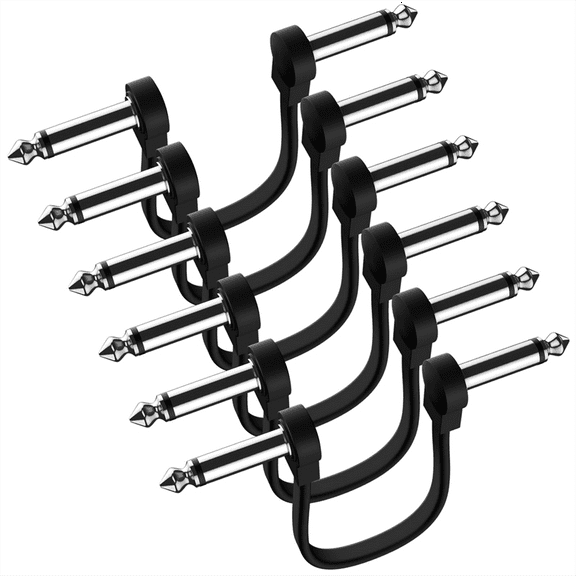 6 Pack Inch Guitar Patch Cable, Instrument Pedal Cable Right Angle Flat