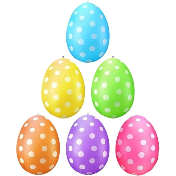 6 Pack Inflatable Easter Eggs - 16 Inch Colorful Outdoor Yard Decorations, Blow Up Lawn Ornaments for Spring Party Supplies(DSF)