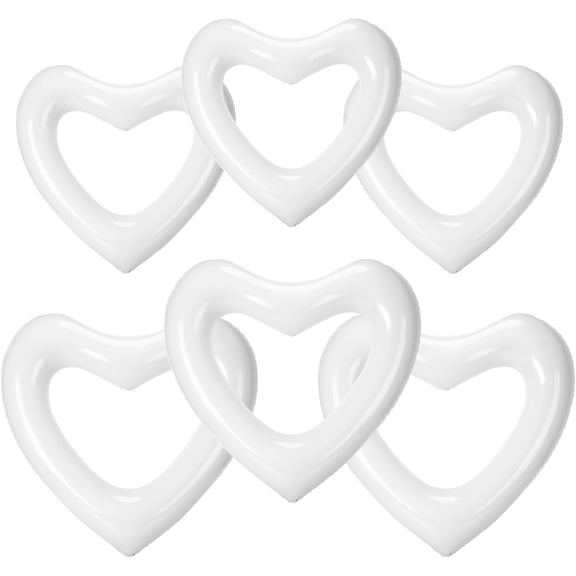 6 Pack Inflatable Heart Pool Float 43''/ 31'' Blow up Heart Shaped Swimming Tube for Valentines Wedding Bachelorette Bride Pool Floaty Beach Party Toys Gifts(White)
