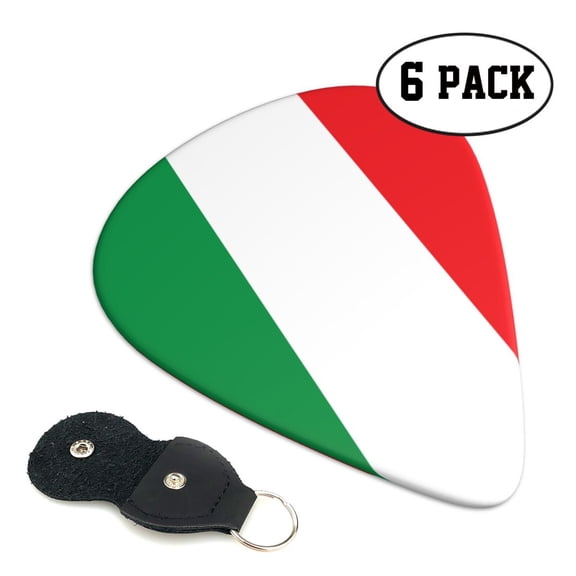6 Pack Italian Flag Guitar Picks In Leather Picks Holder For Bass Electric Acoustic Guitars