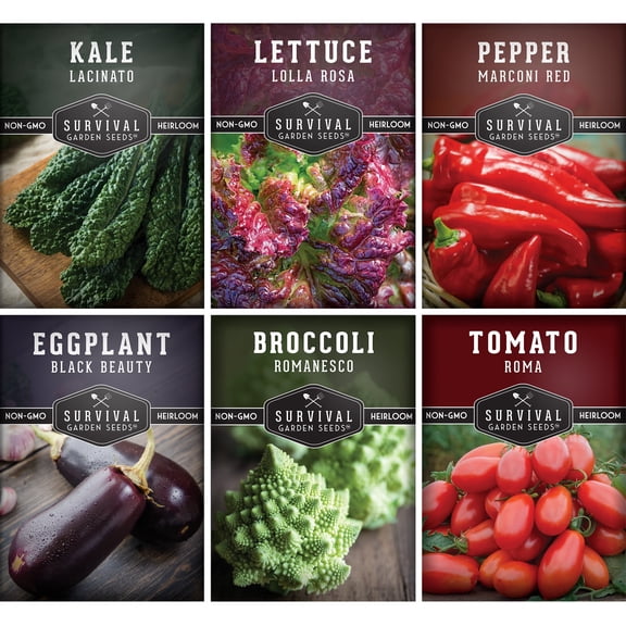 6 pack Italian Vegetable Seeds - Full Sun Annual Vegetables