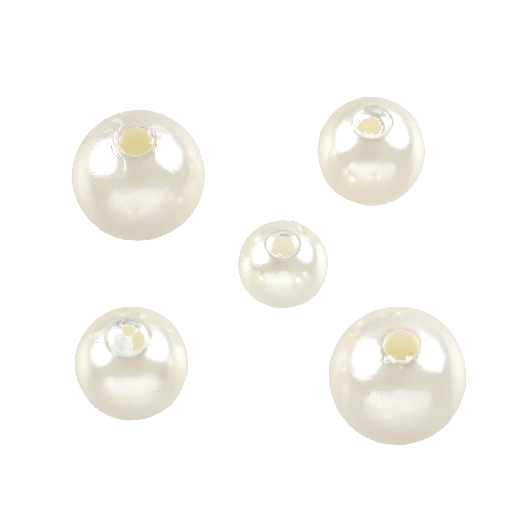 Bead Landing Ivory Plastic Pearl Round Beads, 6 Pack