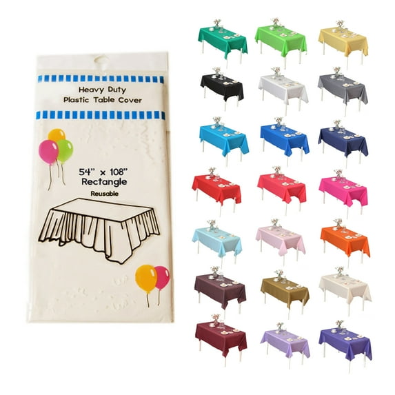 (6 Pack) Ivory Premium Rectangle Heavy-Duty Plastic Table Covers ( Reusable)