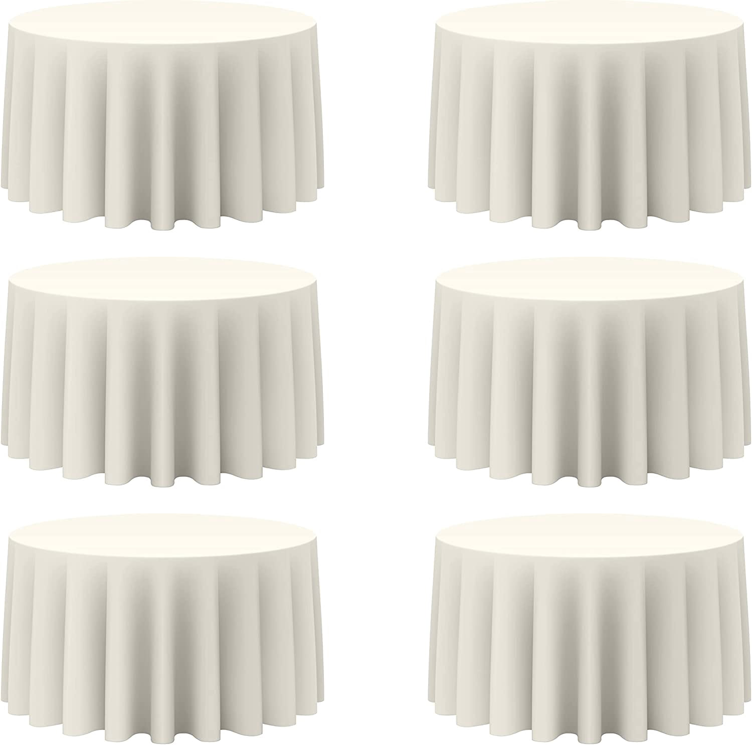Round Table Polyester 6 Pack Ivory Round Tablecloths 120 Inch for 60” Tables - 150 GSM ...