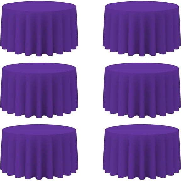 6 Pack Ivory Round Tablecloths 120 Inch - Circle Bulk Linen Polyester Fabric Washable Table Cloth Cover for Wedding Reception Banquet Birthday Party Buffet Restaurant