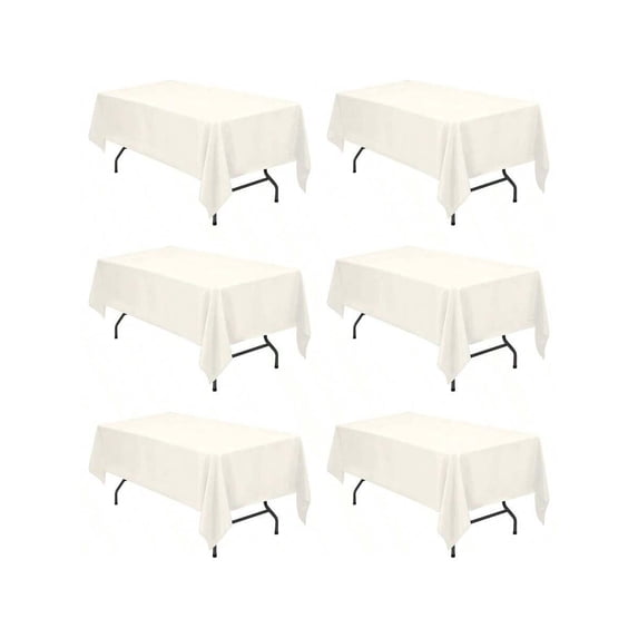 6 Pack Ivory Tablecloths For 6 Foot Rectangle Tables 60 X 102 Inch 6ft ...