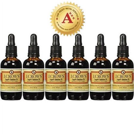 J.CROW'S Lugol's Solution of Iodine 2% 2 oz Six Pack (6 bottles)