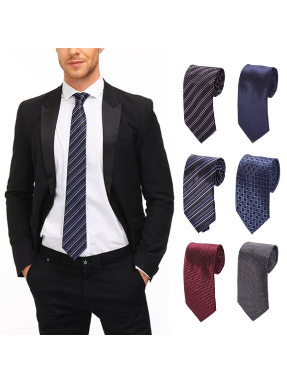 6 Pack Jacquard Woven Neckties Mens Ties Classic Pattern Silk Feel Formal Business Dress Ties for Men