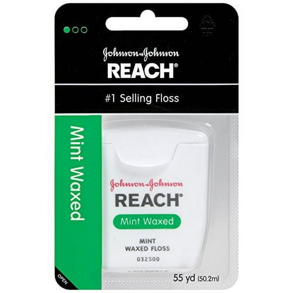 6 Pack Johnson & Johnson REACH Dental Floss Mint Waxed Floss 55 Yards Each