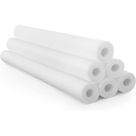 6 Pack Jumbo Pool Noodles Swimming Floating Foam Tube Extra Large Hollow Bright Swimming Pool Noodles Bulk Heavy Duty for Adults(White,50 x 4.5 Inch)