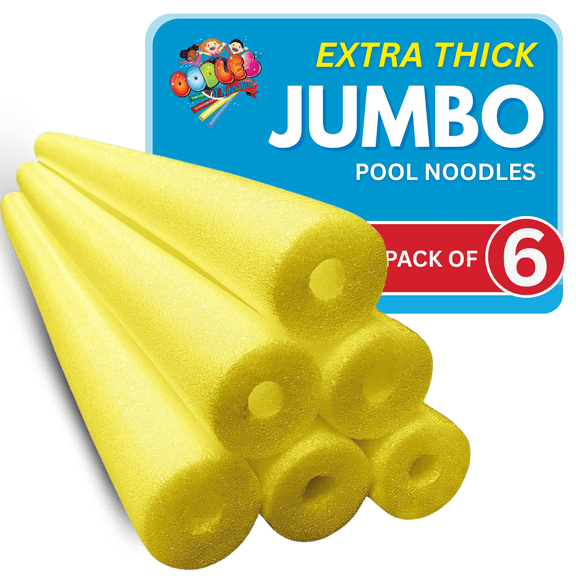 Oodles of Noodles Jumbo Pool Noodles - 6 Pack - Approx. 55 inch x 3.5 inch Hollow Core Pool Noodles Foam Tube (Yellow)
