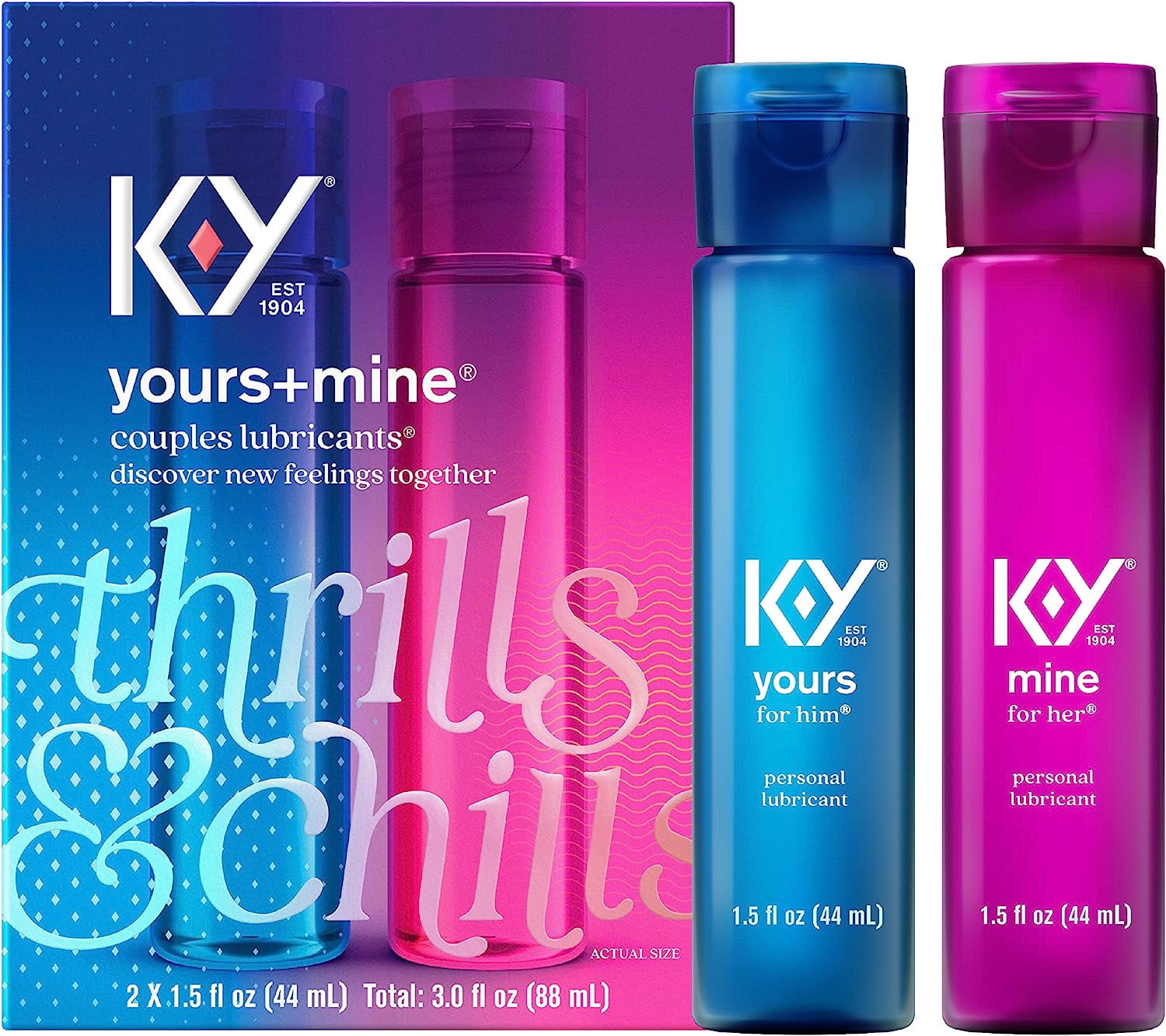 Lubricant for Him and Her K-Y Yours & Mine Couples Lubricant 3 oz (Pack of  6)
