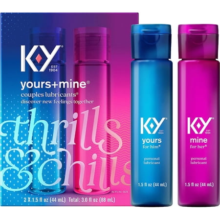 Lubricant for Him and Her K-Y Yours & Mine Couples Lubricant 3 oz (Pack of 6)