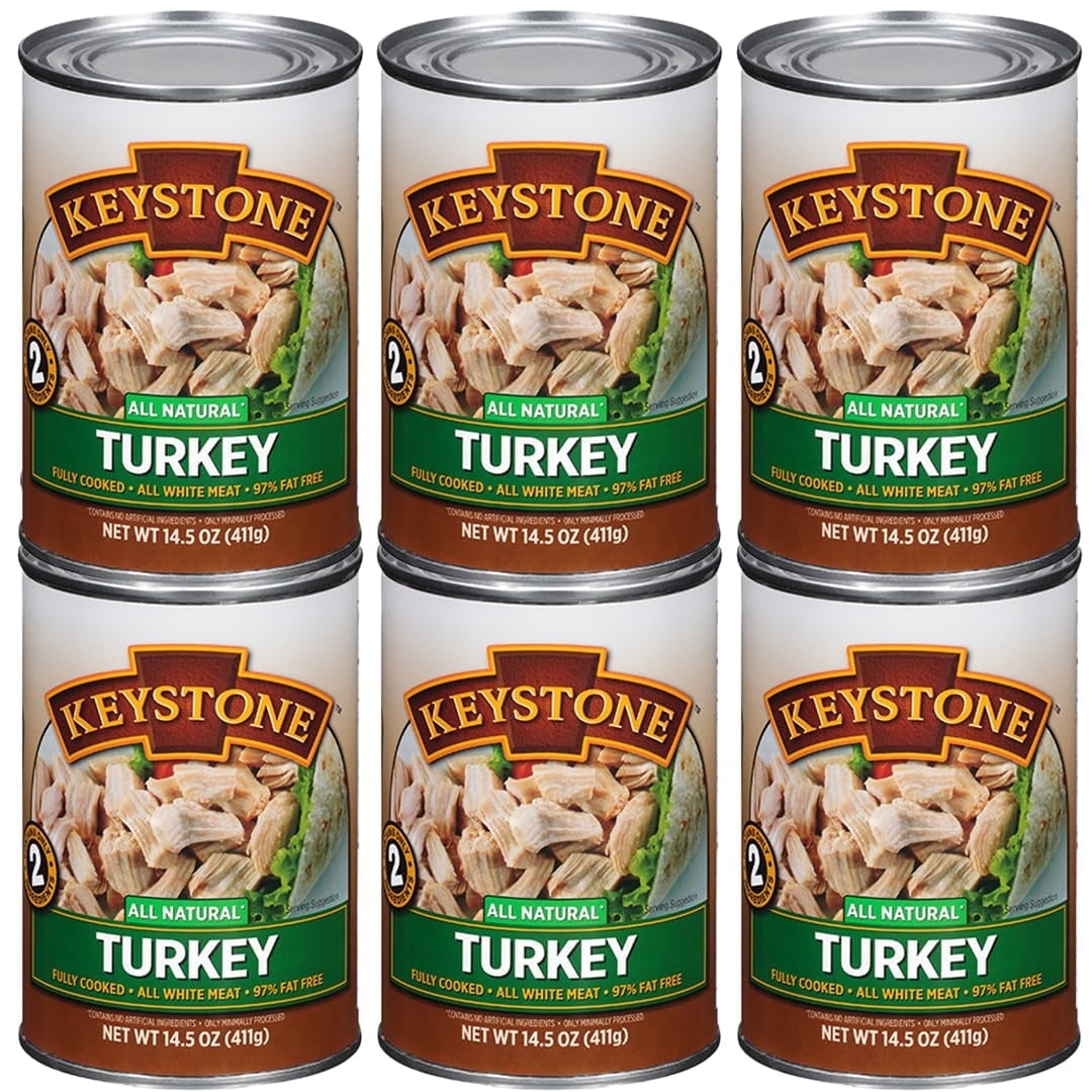 (6 Pack) Keystone All Natural Turkey 14.5 oz Can ✅ Emergency Survival Food For Camping Hiking and Backpacking Ready to Eat ✅