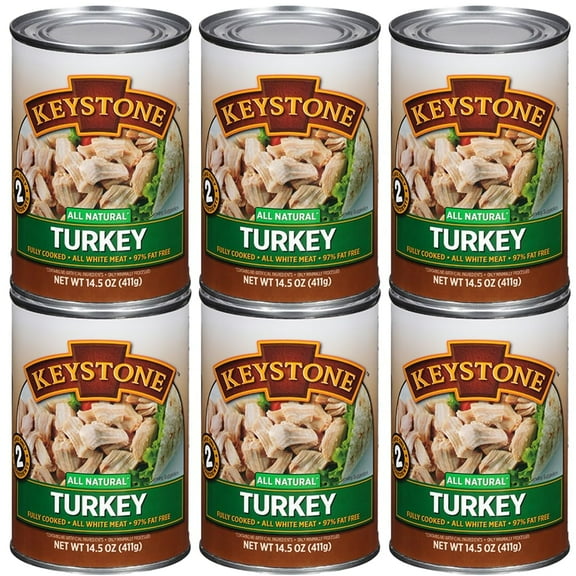 (6 Pack) Keystone All Natural Turkey 14.5 oz Can  Emergency Survival Food For Camping Hiking and Backpacking Ready to Eat 
