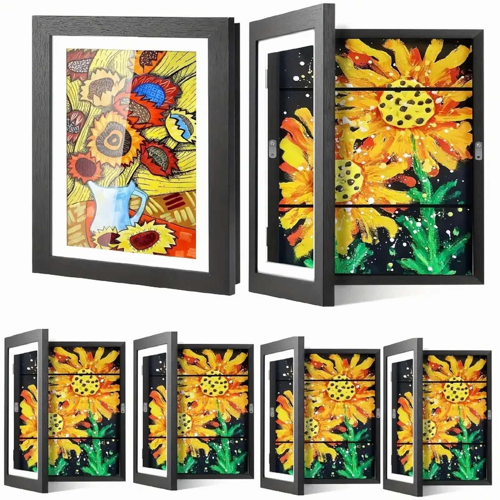 6 Pack Kids Artwork Frames Changeable 8.5 x 11 Inch Children Art Projects Kids Art Frames Front Opening Picture Display Frame, Black