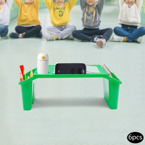 6Pack Kids Lap Desk Tray Table Portable, Stackable Plastic Activity Tray for Breakfast, Homework, Reading & Play Lightweight, EasyClean Surface for Bed, Sofa & Floor