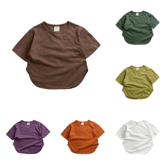 6 Pack Kids T-Shirt Short Sleeve Tee Shirts for Unisex Boys and Girls Toddler Summer Crew Neck Tops Blouse for 2T