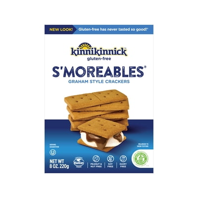 (6 pack) Kinnikinnick Gluten Free, Smoreables Graham Style Crackers, Gluten Free Crackers, Gluten Free, Vegan, Kosher, Peanut Free, Nut Free, Soy Free, Dairy Free, 10.5 oz. 8 oz