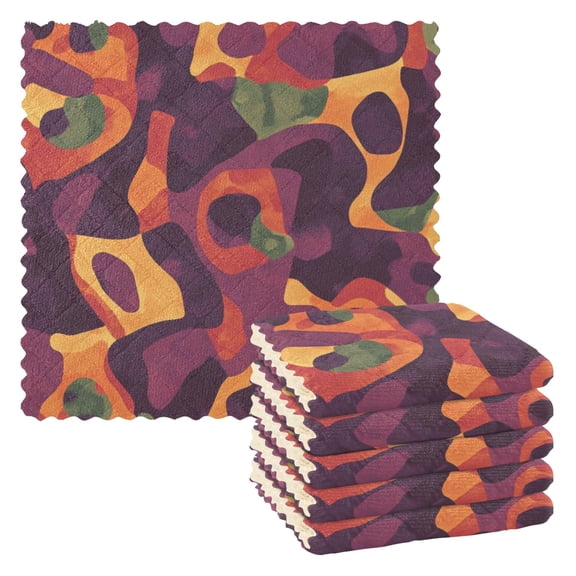6 Pack Kitchen Dish Towels, 11 Inch x 11 Inch Reusable Cleaning Cloths for Washing Dishes Dish Cloths for Drying Dishes Abstract Pizza Pattern