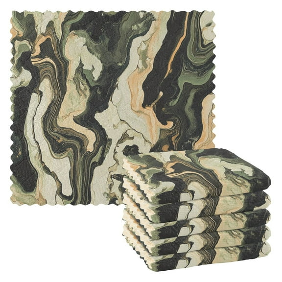 6 Pack Kitchen Dish Towels, 11 Inch x 11 Inch Reusable Cleaning Cloths for Washing Dishes Dish Cloths for Drying Dishes Earth Tone Camouflage