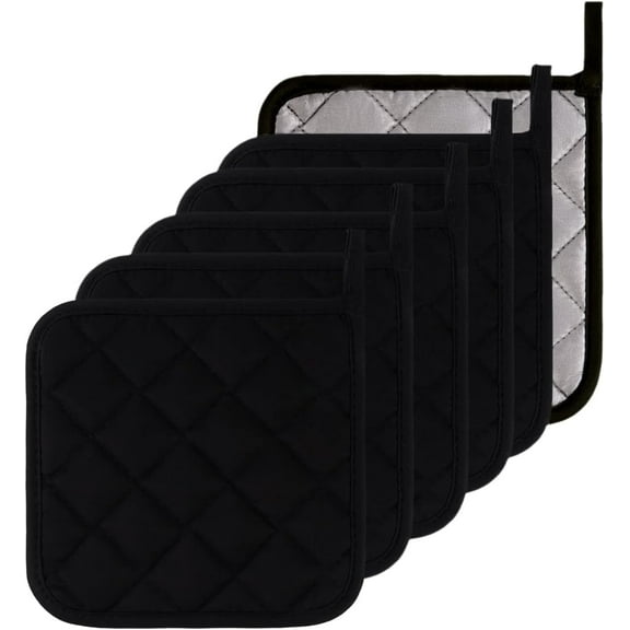 6 Pack Kitchen Pot Holders Set, Heat Resistant Pure Cotton Potholders Kit Trivets Coasters Hot Pads Terry Pot Holders for Cooking and Baking 7 x 7 Inch