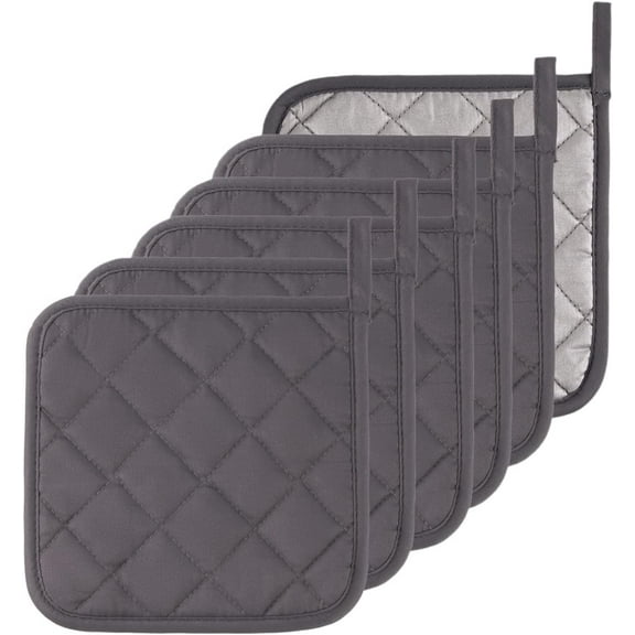 6 Pack Kitchen Pot Holders Set, Heat Resistant Pure Cotton Potholders Kit Trivets Coasters Hot Pads Terry Pot Holders for Cooking and Baking 7 x 7 Inch