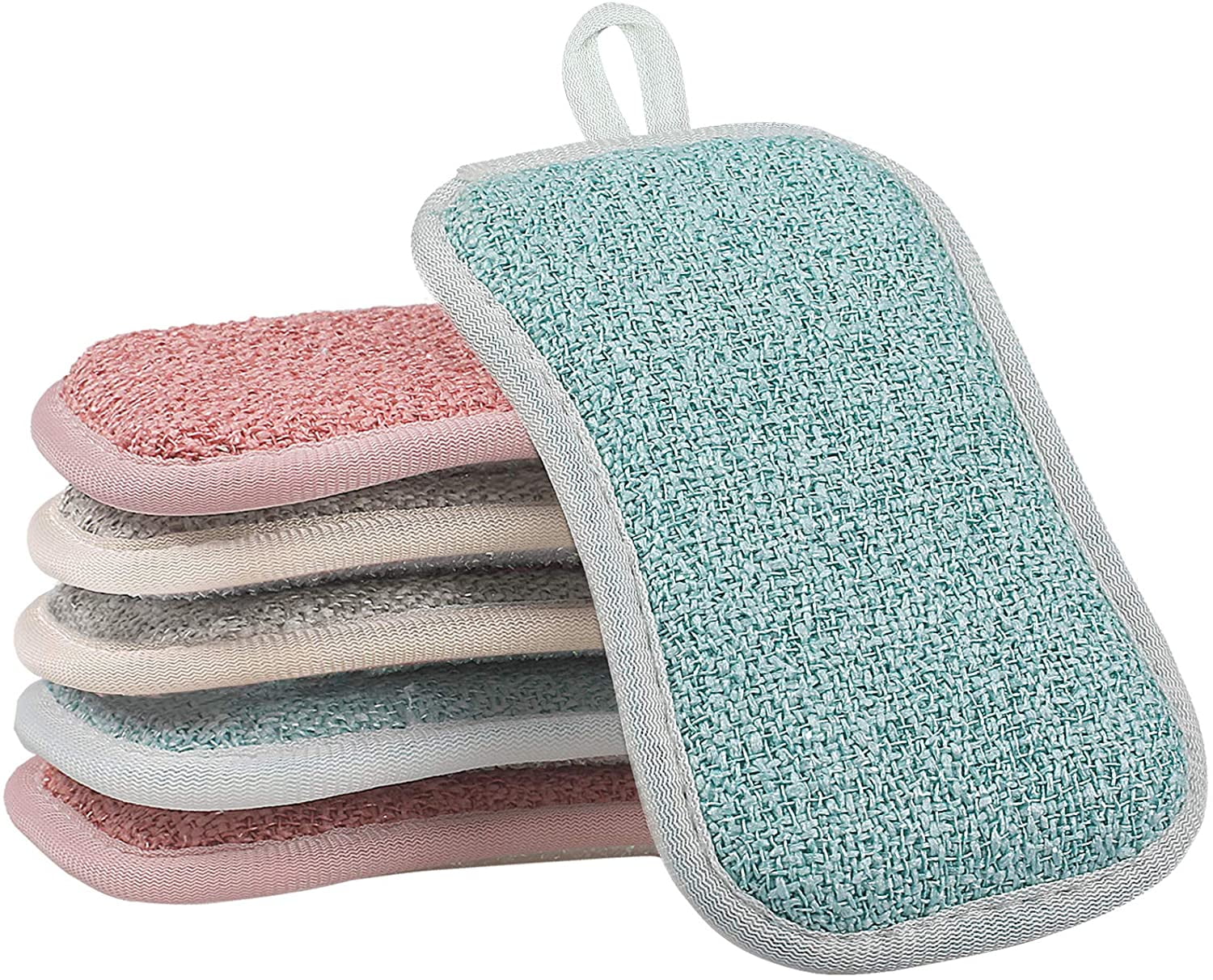 10 Pieces Reusable Sponges Kitchen Non Scratch Microfiber Sponge Scrubber  Sponge Reusable Scouring Pads Dish Sponge for Kitchen Cleaning Dishes and