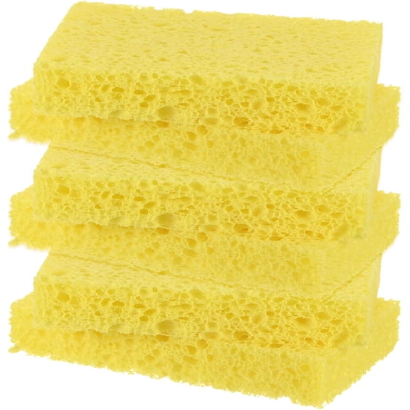 6-Pack Kitchen Sponges, Condense Eco Cellulose Non-Scratch Scrub Heavy Sponge for Kitchen/Household/Bathroo, Clean Tough esses Dish  [Yellow]