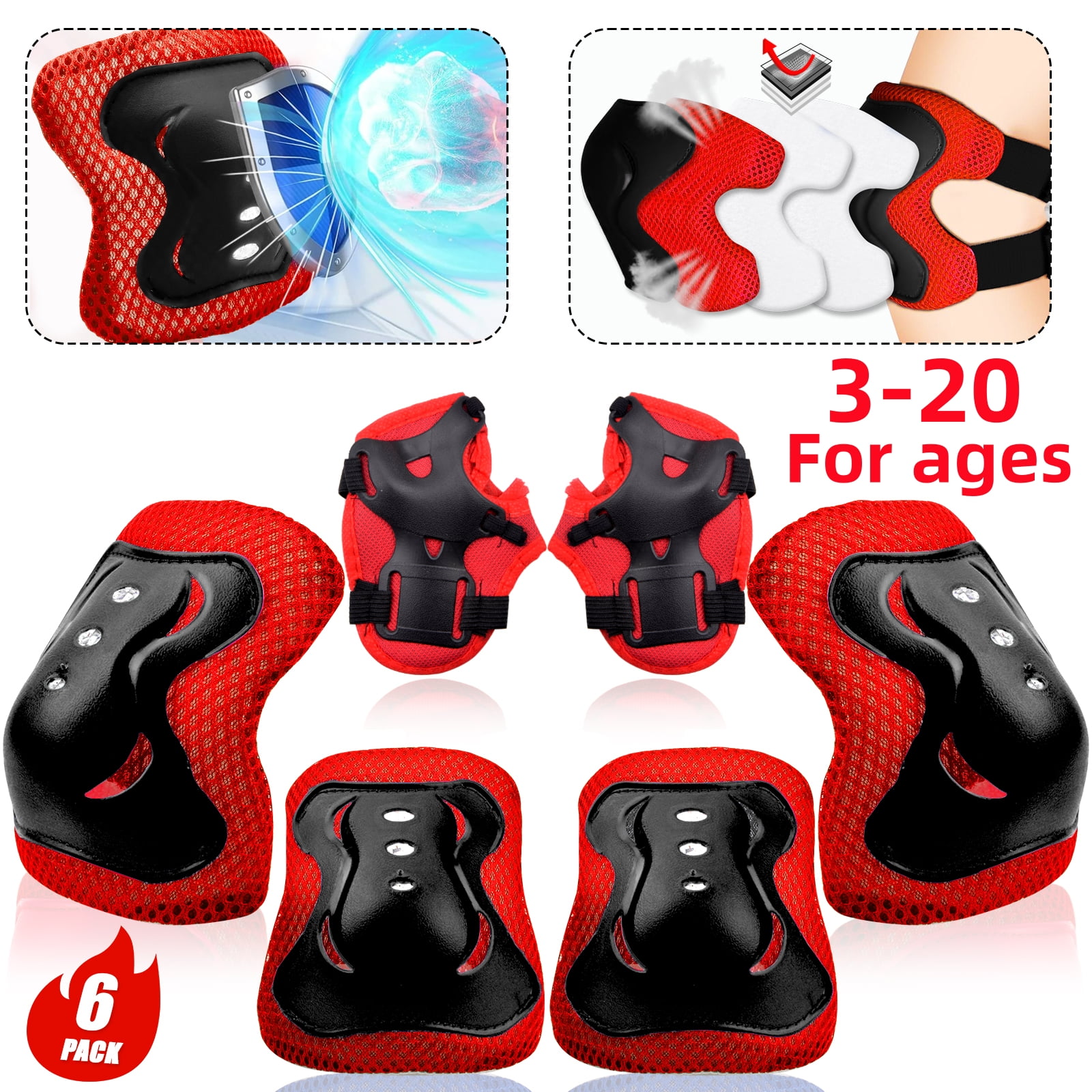 Wrist Icicle Ride Bicycle Pack Knee Elbow Pads For Kids Youth