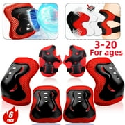 6 Pack Knee & Elbow Pads for Kids Youth Children Outdoor Activities  Guards Protective Gear Pad Set for Roller Skates Cycling BMX Bike Skateboard Inline Skating's Scooter Shaved Ice Riding Sports