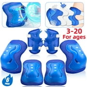 6 Pack Knee & Elbow Pads for Kids Youth Children Outdoor Activities  Guards Protective Gear Pad Set for Roller Skates Cycling BMX Bike Skateboard Inline Skating's Scooter Shaved Ice Riding Sports