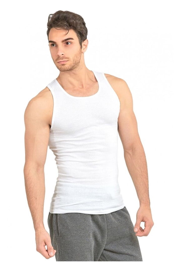 6 Pack Knocker Men's 100% Cotton White A-Shirts (Sizes S-3XL)