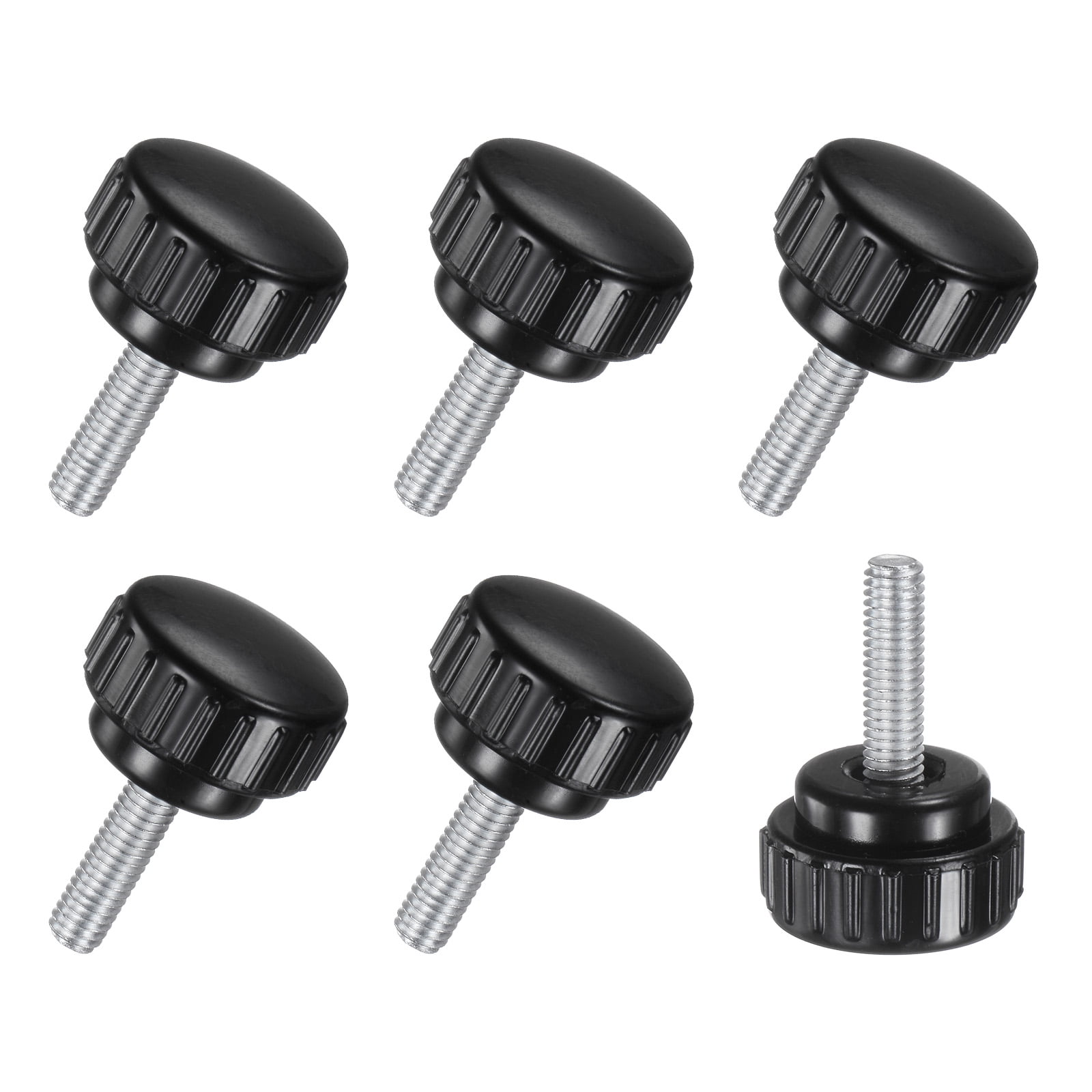 M METERXITY 16-Pack M8 X 16mm Knurled Thumbscrews – Carbon Steel With Plastic Knob, Zinc Plated, Clamping Knobs For Machinery, Furniture, Electronics (Black)