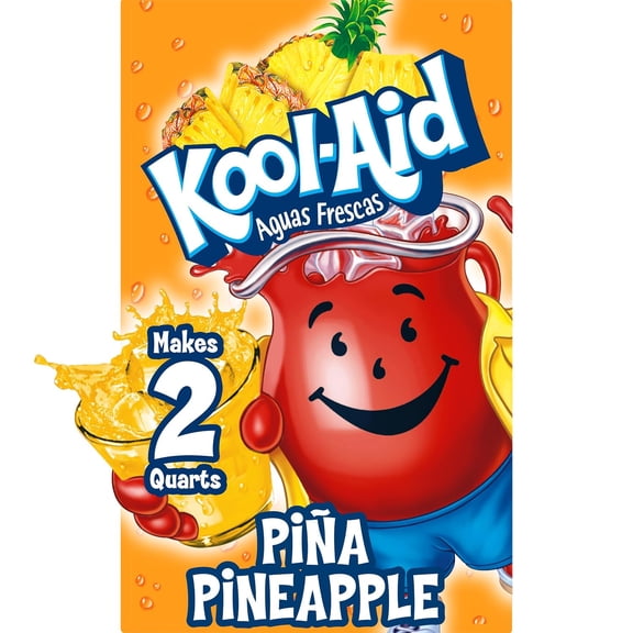 6 Pack Kool-Aid Aguas Frescas Unsweetened Drink Mix, for Flavorful Hydration and Shareable Refreshment, Pina-Pineapple Artificially Flavored, Good Source of Vitamin C, Caffeine Free, 0.14 oz