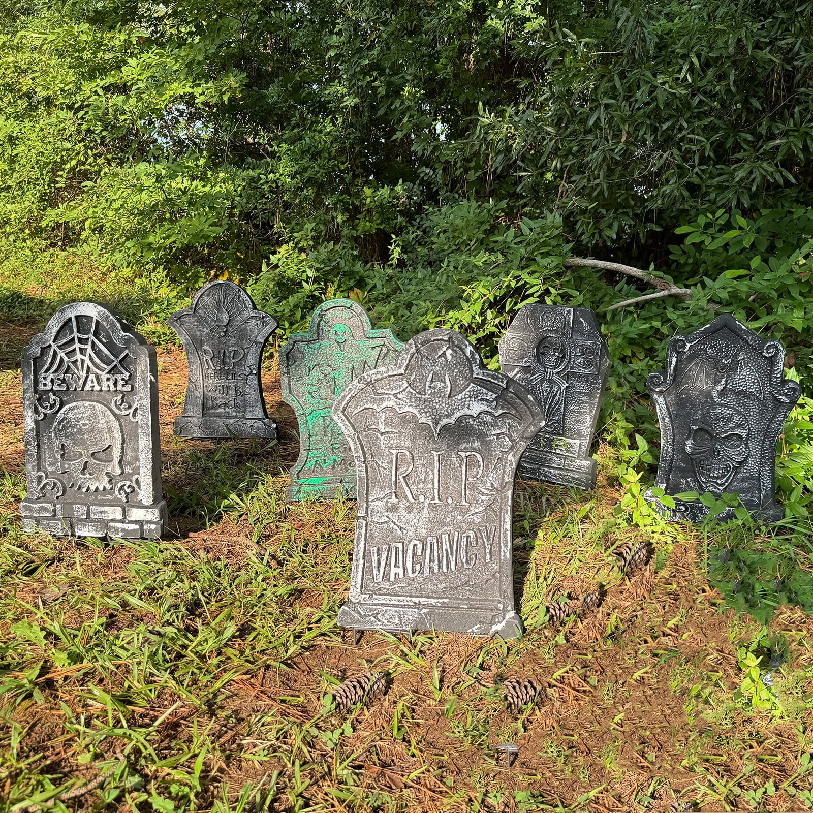 6 Pack L-Size 12'' x 17'' Halloween Foam RIP Graveyard Tombstones for Halloween Lawn Yard Party Decorations