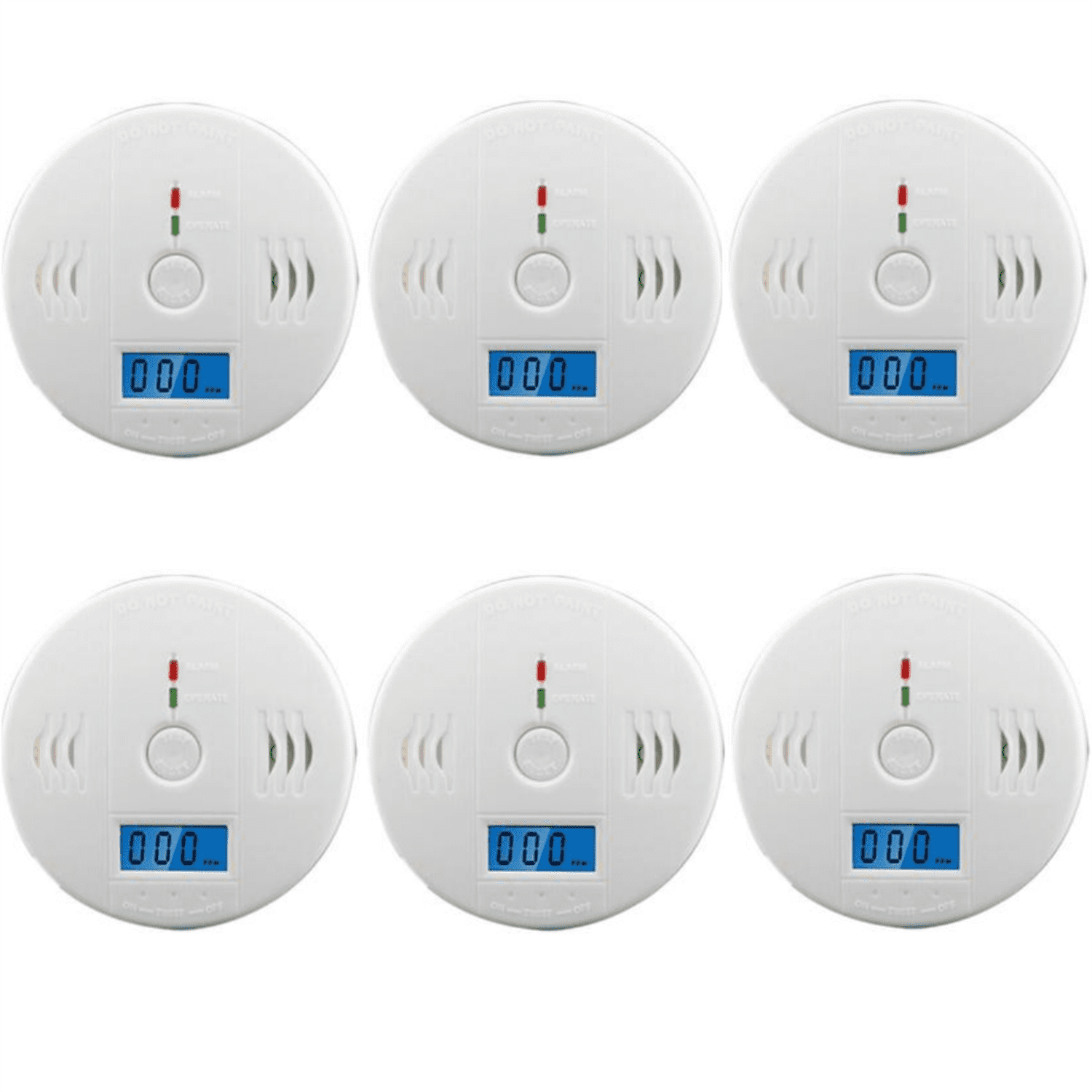 6 Pack LCD Display CO Carbon Monoxide Gas Detector Device Home Safety Alarm Detector