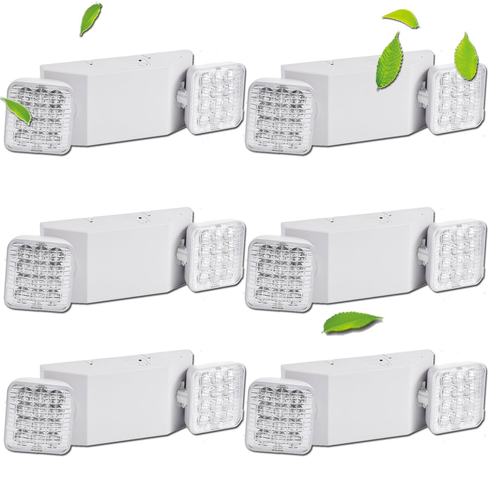 6 Pack LED Emergency Lights, Commercial LED Emergency Light with Backup Batteries, Two Adjustable Heads LED Emergency Light for Business & Home Power Failure, Emergency Exit light