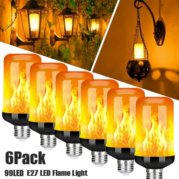 6-Pack LED Flame Effect Fire Light Bulbs E27 Flickering Fire Atmosphere Decorative Lamps