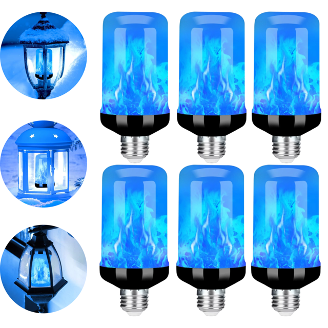 6 Pack LED Flame Light Bulb, Upgraded 4 Modes Fire Light Bulbs with