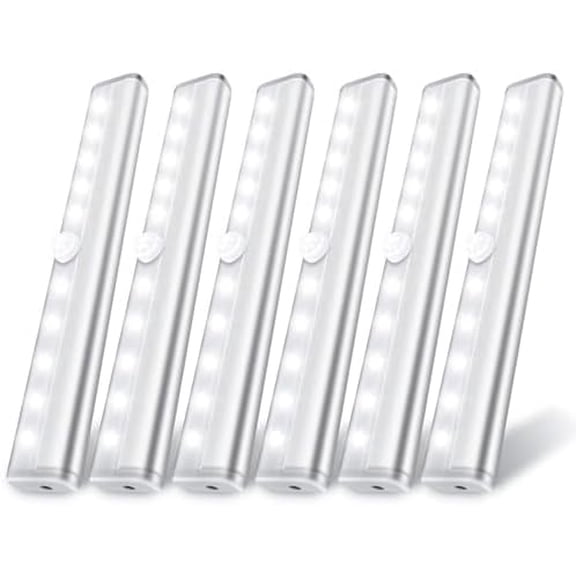 6 Pack LED Motion Sensor Lights, 10 LED Closet Battery Operated Lights, Stick-On Anywhere Magnetic Night Light Bar, Led Safe Light Indoor for Closet Stairs Wardrobe Under Cabinet