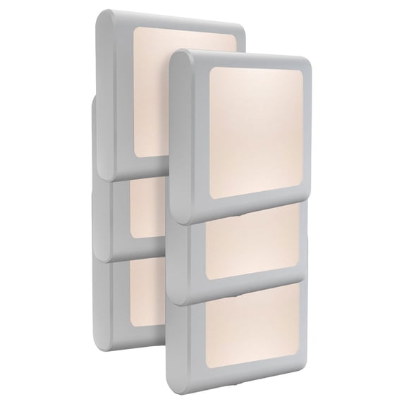 6 Pack LED Night Light Lamp Plug-in Smart Sensor Dusk to Dawn Sensor for Bathroom Hallway Bedroom Kids Room KitchenStairway, Square