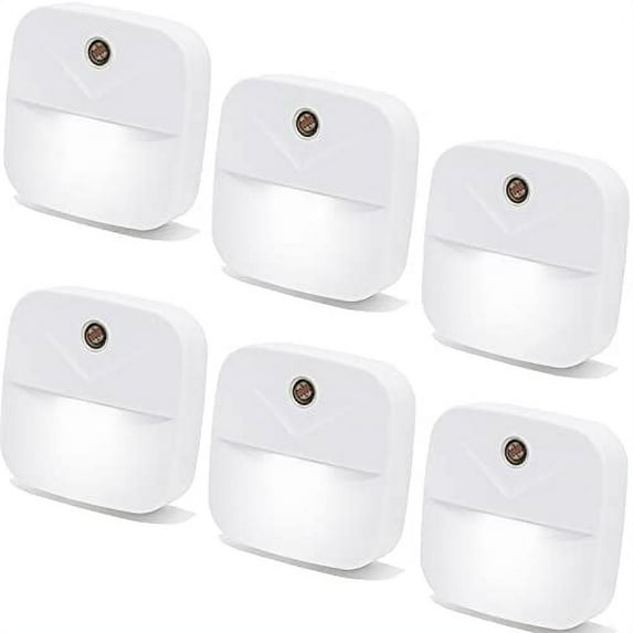 6 Pack LED Night Light Plug in, Smart Nightlights with Dusk to Dawn Sensor, Plug Into Wall Lights Suitable for Bedroom, Kids, Toilet, Kitchen, Hallway, Stairs, Garage, White Night Lights, Yrwxzyo