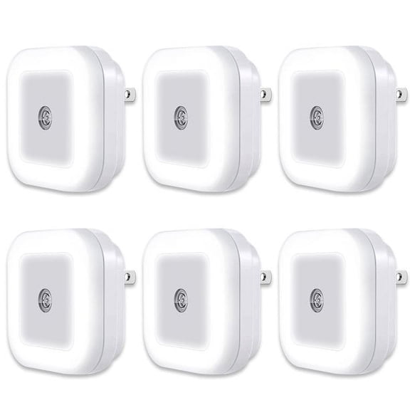 6 Pack LED Night Lights Plug Into Wall, Bright Nightlight Auto-On/Off, for Adults Kids Room Bedroom Bathroom Hallway Kitchen, Non-Dim