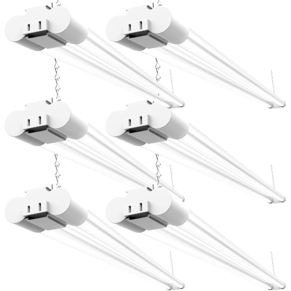 6 Pack LED Shop Lights for Workshop 4FT, Linkable Garage Lighting, 4500 LM, 40W (150W Equivalent), 6000K Daylight Deluxe, Surface + Suspension Mount, 48 Inch Integrated Fixture, White