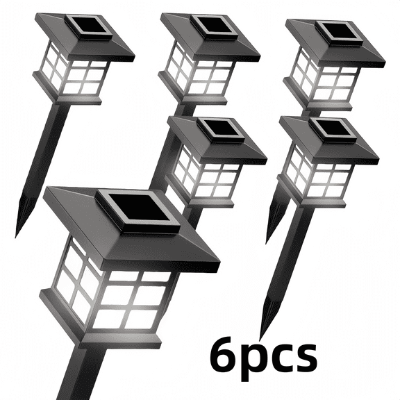 6 Pack LED Solar Outdoor Lights - Automatic Sidewalk Lights for Garden, Landscape, Path, Patio, Deck, Drivewaywhite light