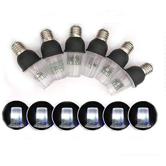 6 Pack LED Strobe Light Bulbs, 4W E26 E27 Base T8 White Flashing Replacement Bulbs, Waterproof Outdoor String Light Bulbs for Christmas Decoration, Patio, Garden, Party and Holiday Lighting