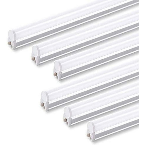 6 Pack LED T5 Integrated Single Fixture, 4FT, 2200lm, 3000K (Warm White), 20W, Utility Shop Light, Ceiling and Under Cabinet Light, ETL Listed, Grow Light with Built-in ON/Off Switch